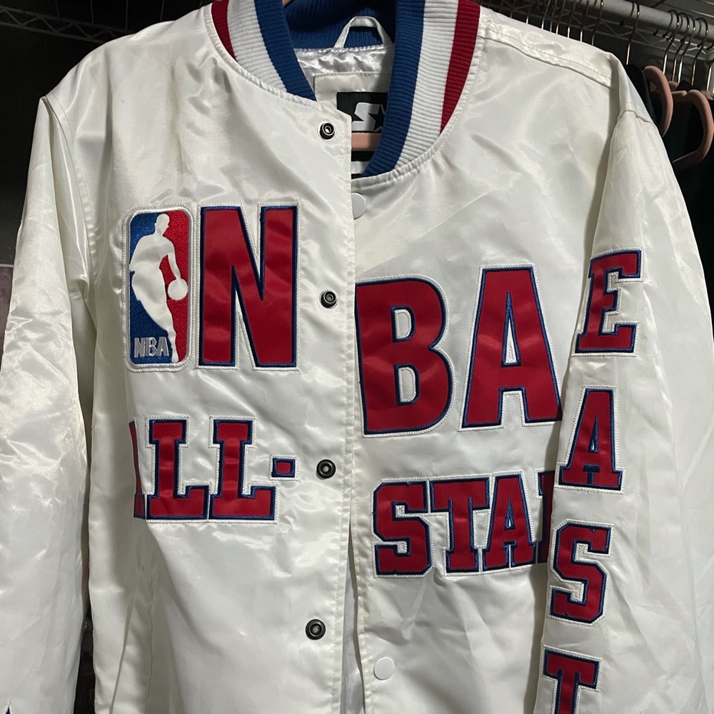White satin NBA All Starts east jacket